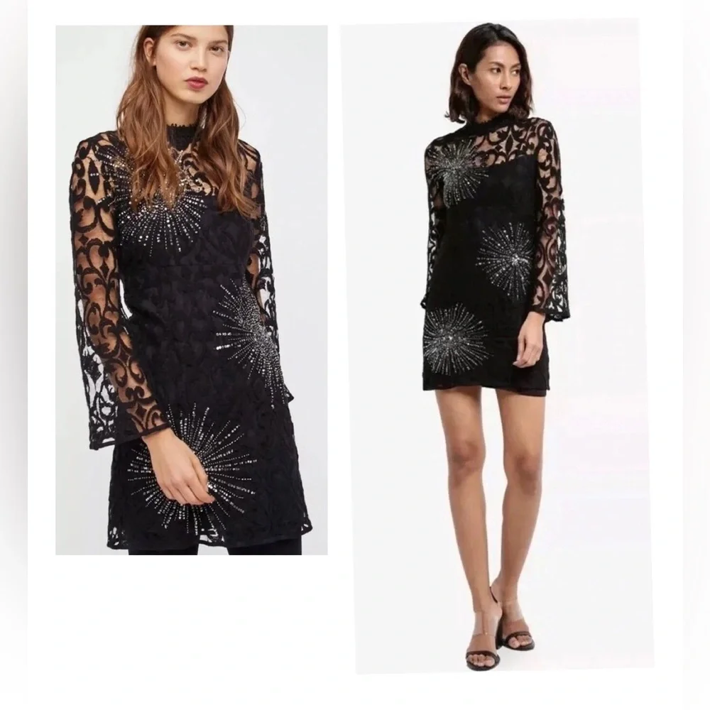 Free People North Star Lace Dress Black